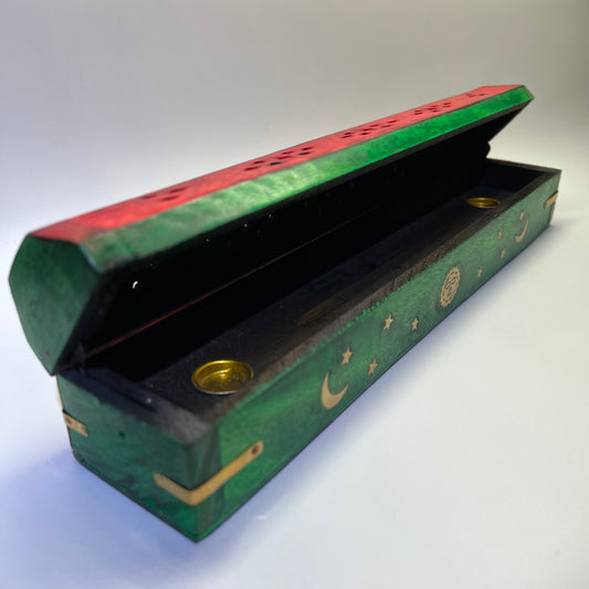 Wooden Incense Box - Green Red Purple